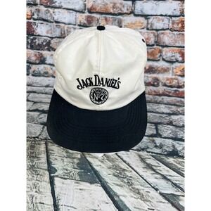 Vintage Jack Daniels Old No 7 Snapback Hat Two Tone White Black Made in USA Cap
